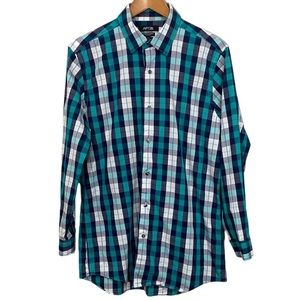 APT. 9 Long Sleeve Button Up Plaid Dress Shirt Slim Fit Men’s Size 16.5 32/33